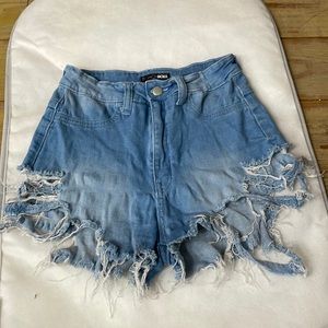 Fashion Nova distressed denim shorts